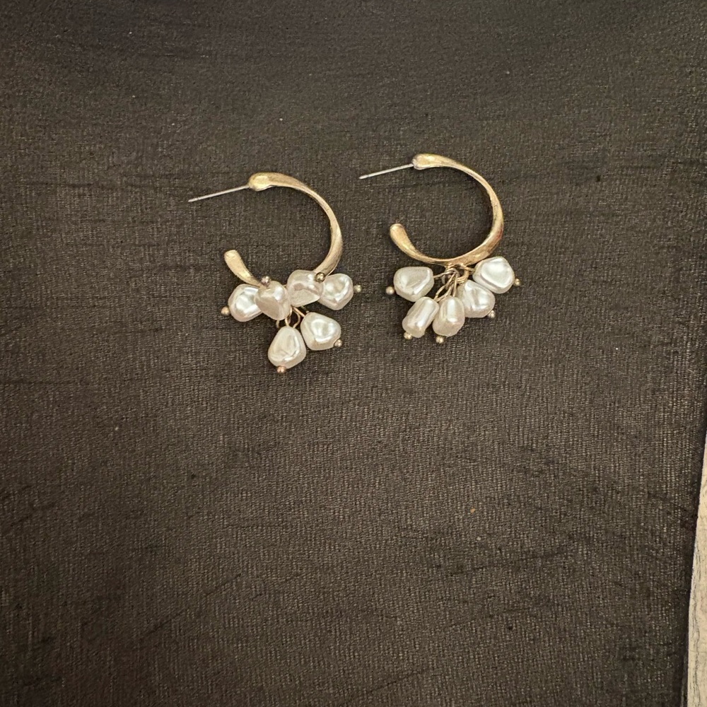 Elegant Gold and White Hoop Earrings